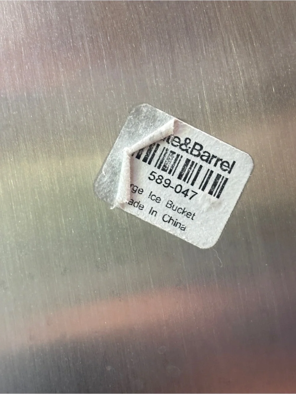 Crate&Barrel polished stainless steel double-walled insulated ice bucket / tongs
